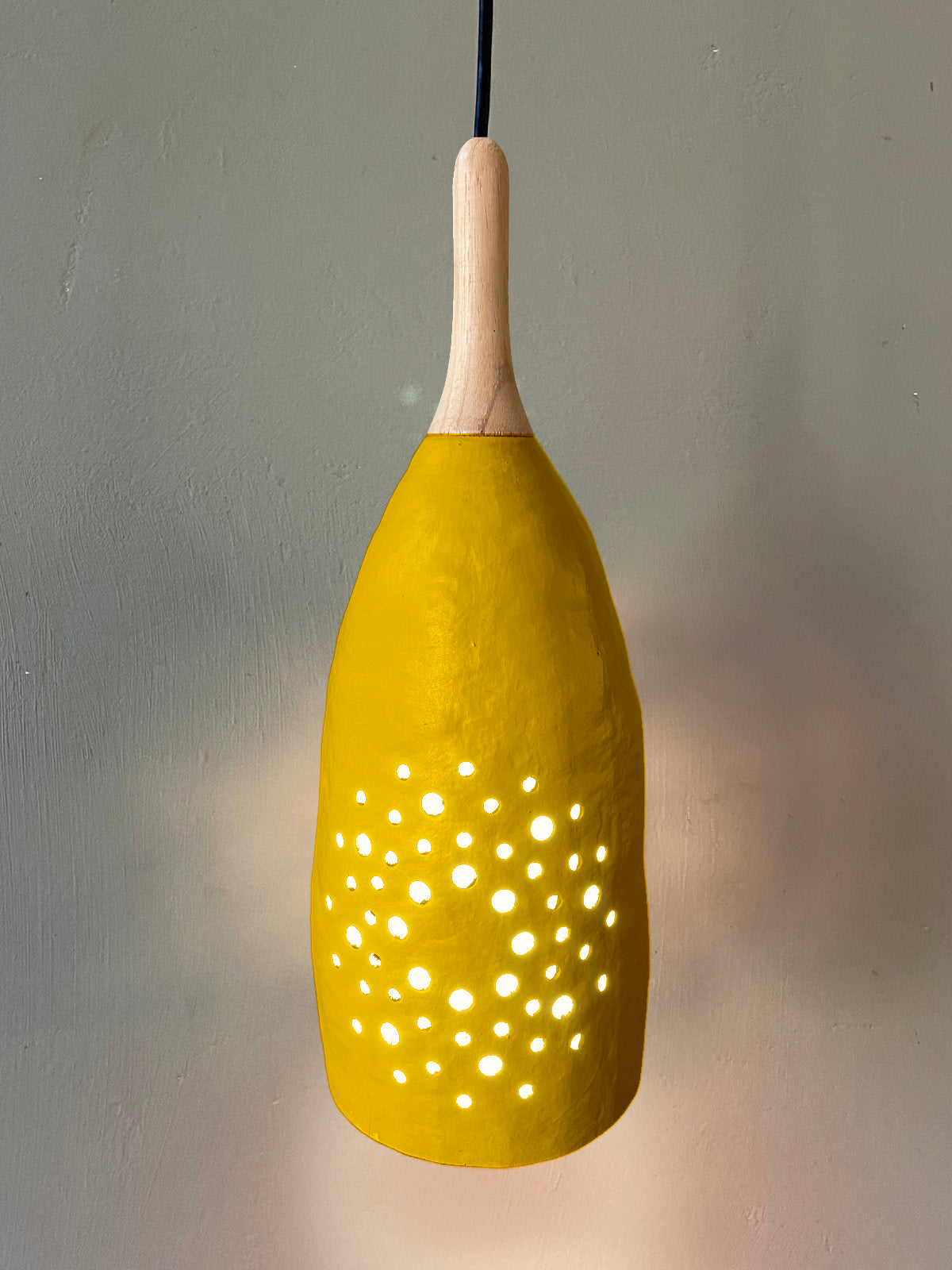 Baobab Pendant Lamp Long Neck - Eco-Friendly Fruit Shell with Soft Ambient Light, Unique African Design, Ideal for Dining & Living Spaces - Adjustable Recycled Wood Neck - LED/Energy Saver Bulbs (5W Max)