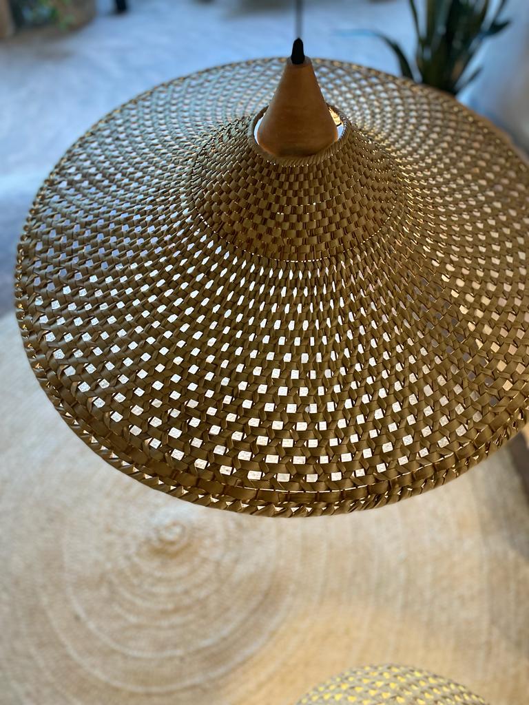 Campana Lamp - Eco-Friendly Natural Fibers with Soft Ambient Light, Unique African Design, Ideal for Dining & Living Spaces - Adjustable Recycled Wood Neck - E27 Screw LED/Energy Saver Bulbs