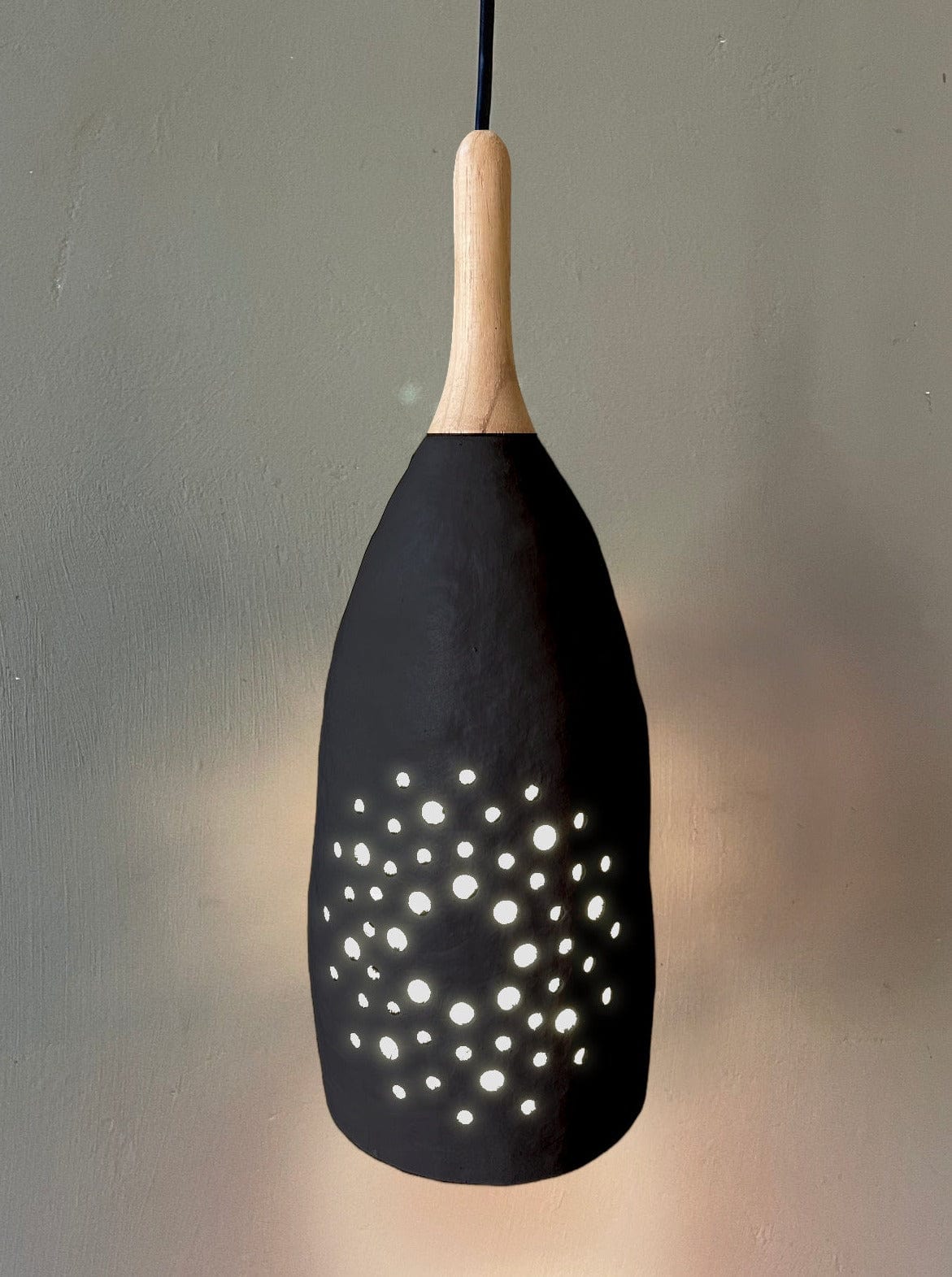 Baobab Pendant Lamp Long Neck - Eco-Friendly Fruit Shell with Soft Ambient Light, Unique African Design, Ideal for Dining & Living Spaces - Adjustable Recycled Wood Neck - LED/Energy Saver Bulbs (5W Max)