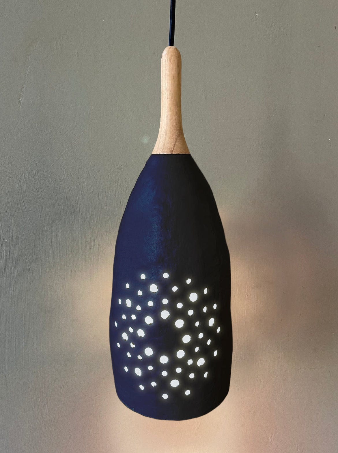 Baobab Pendant Lamp Long Neck - Eco-Friendly Fruit Shell with Soft Ambient Light, Unique African Design, Ideal for Dining & Living Spaces - Adjustable Recycled Wood Neck - LED/Energy Saver Bulbs (5W Max)