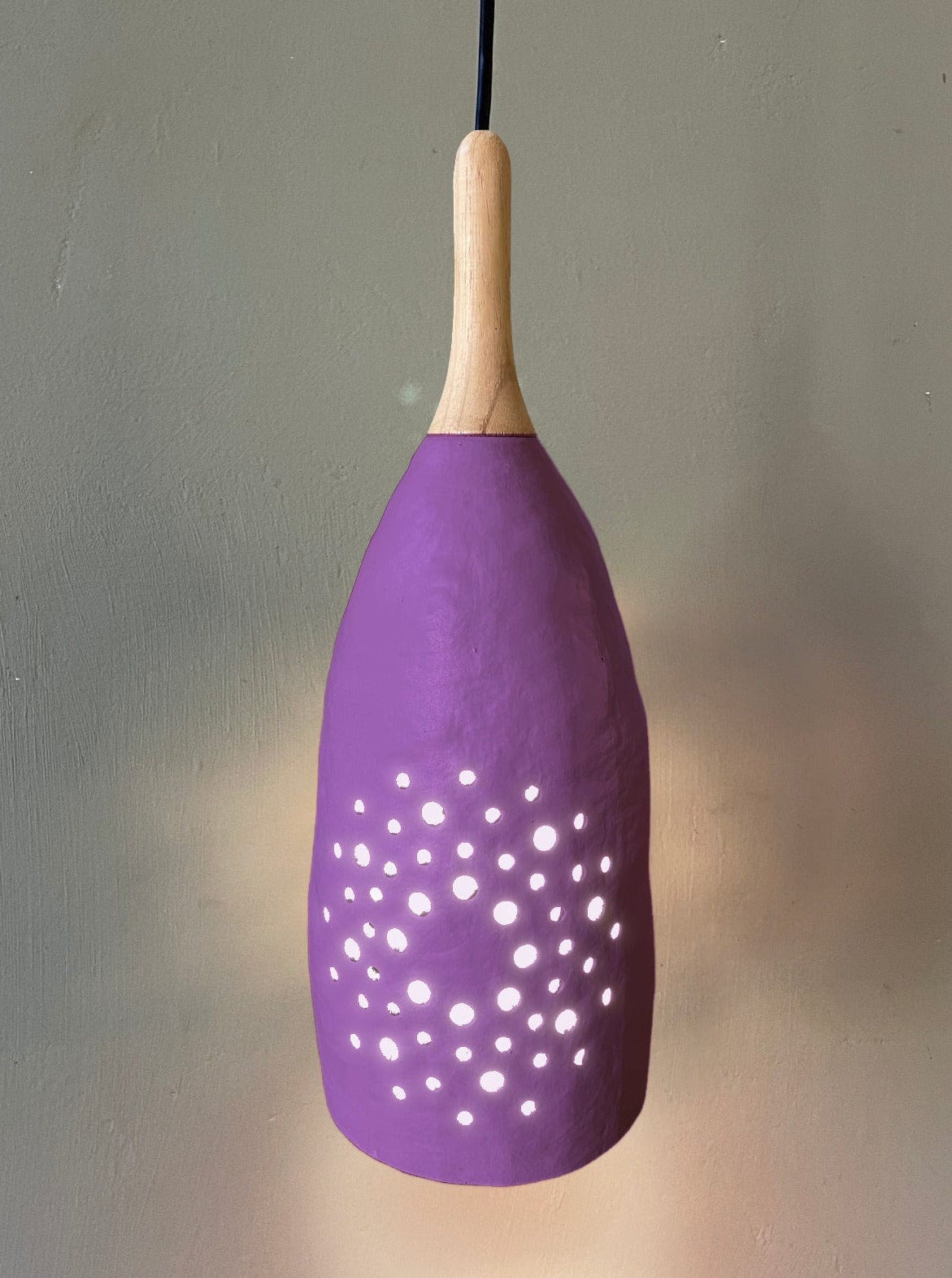 Baobab Pendant Lamp Long Neck - Eco-Friendly Fruit Shell with Soft Ambient Light, Unique African Design, Ideal for Dining & Living Spaces - Adjustable Recycled Wood Neck - LED/Energy Saver Bulbs (5W Max)
