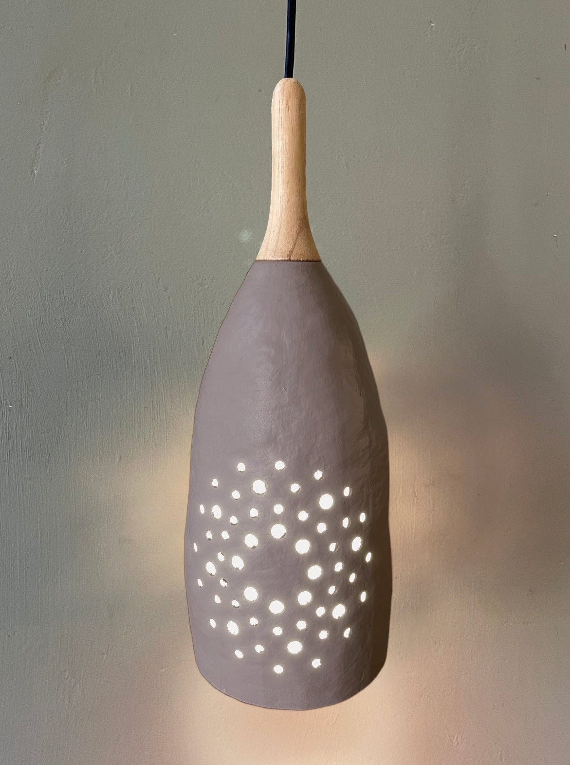 Baobab Pendant Lamp Long Neck - Eco-Friendly Fruit Shell with Soft Ambient Light, Unique African Design, Ideal for Dining & Living Spaces - Adjustable Recycled Wood Neck - LED/Energy Saver Bulbs (5W Max)