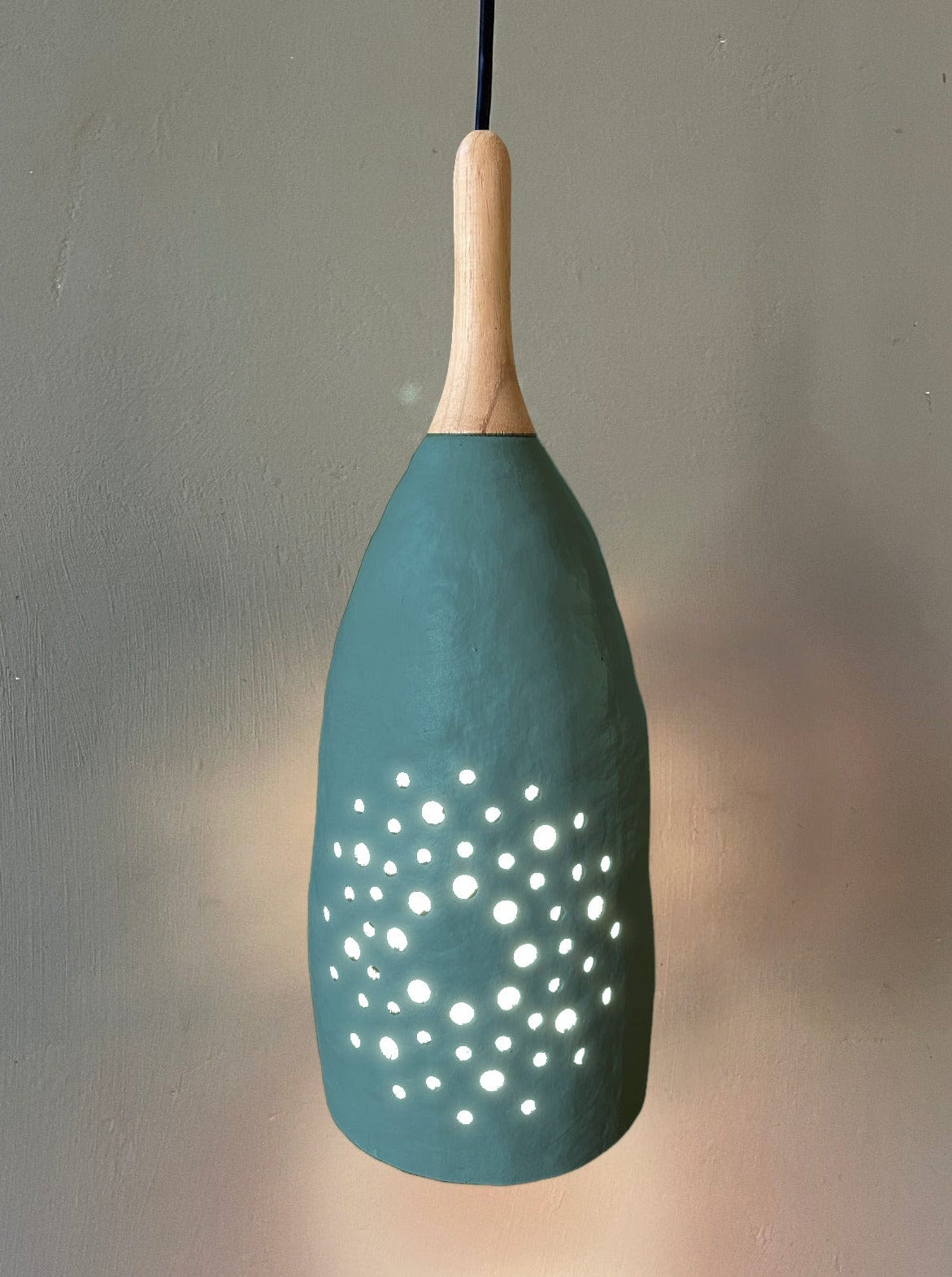 Baobab Pendant Lamp Long Neck - Eco-Friendly Fruit Shell with Soft Ambient Light, Unique African Design, Ideal for Dining & Living Spaces - Adjustable Recycled Wood Neck - LED/Energy Saver Bulbs (5W Max)
